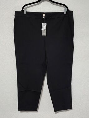 Eileen Fisher Comfy Cropped Pants Minimalist Contemporary Black 1X Cotton NWT